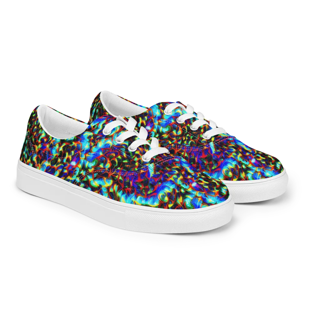Blue Flame Jungle on Men's Lace-Up Canvas Shoes — Right Front