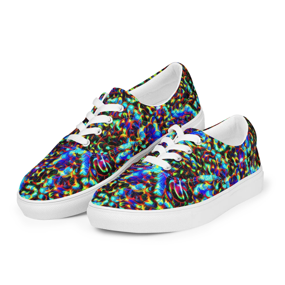 Blue Flame Jungle on Men's Lace-Up Canvas Shoes — Left Front