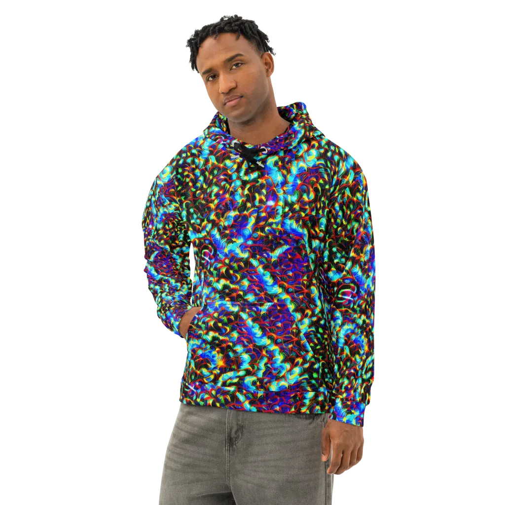 Blue Flame Jungle on Cotton Hoodie — Left Front