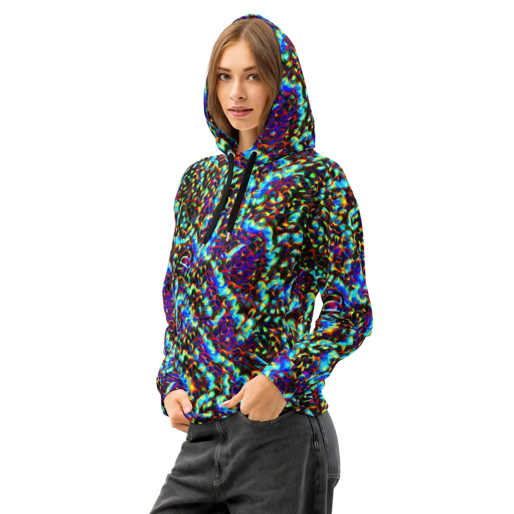 Blue Flame Jungle on Cotton Hoodie — Left Front