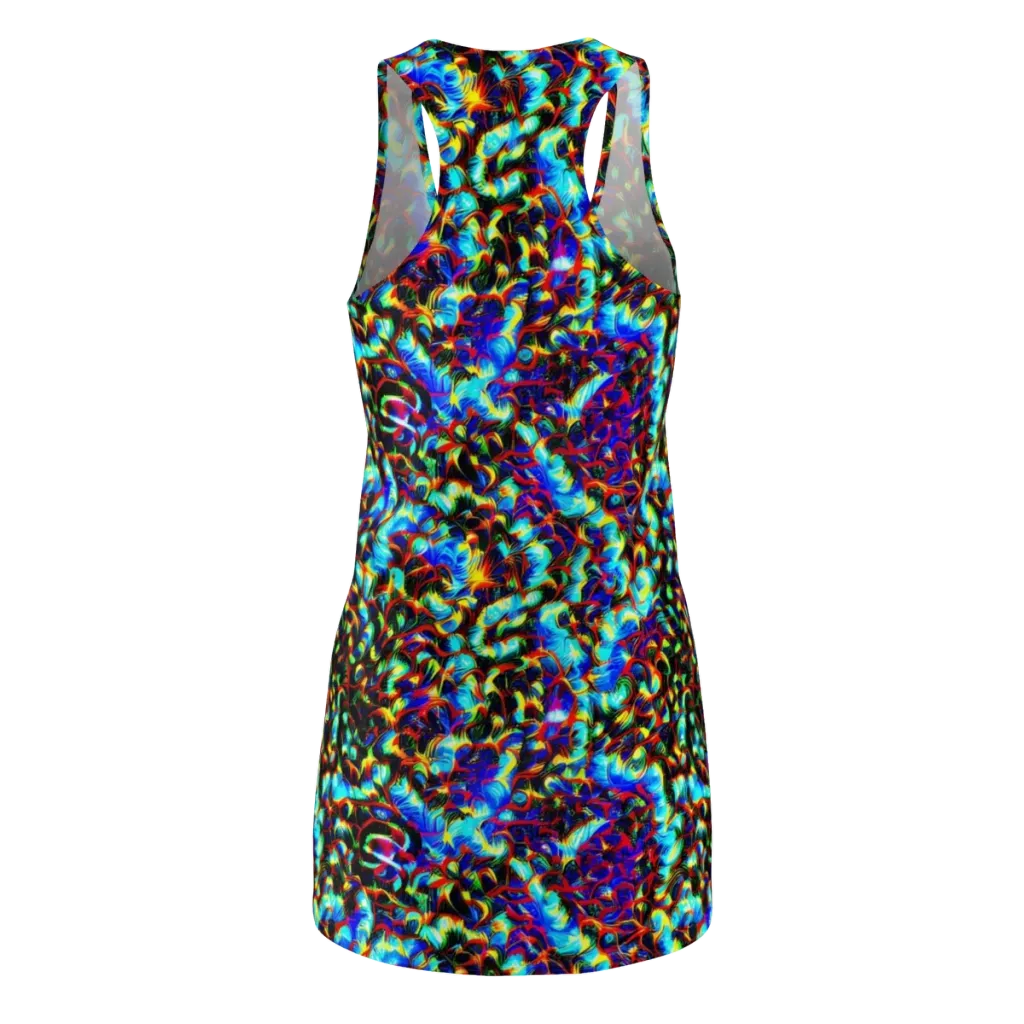Blue Flame Jungle on Racerback Dress — Back