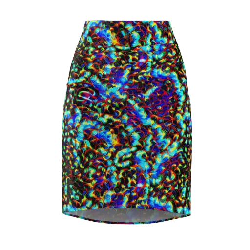 Blue Flame Jungle on a Pencil Skirt