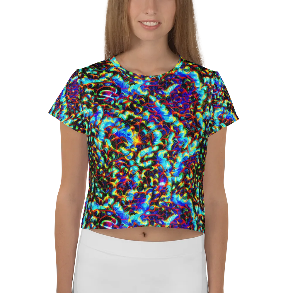 Blue Flame Jungle on Crop Tee — Front