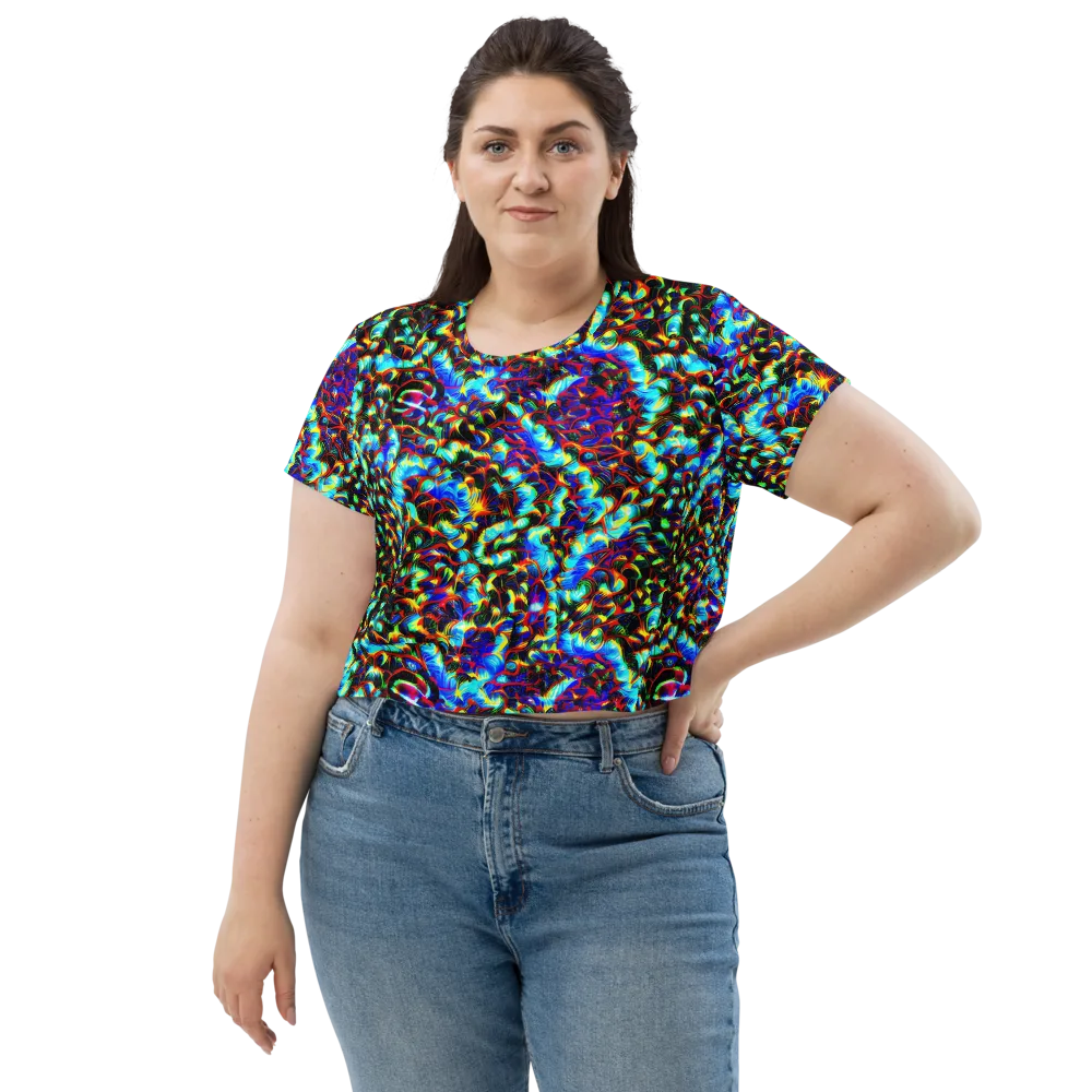 Blue Flame Jungle on Crop Tee — Front