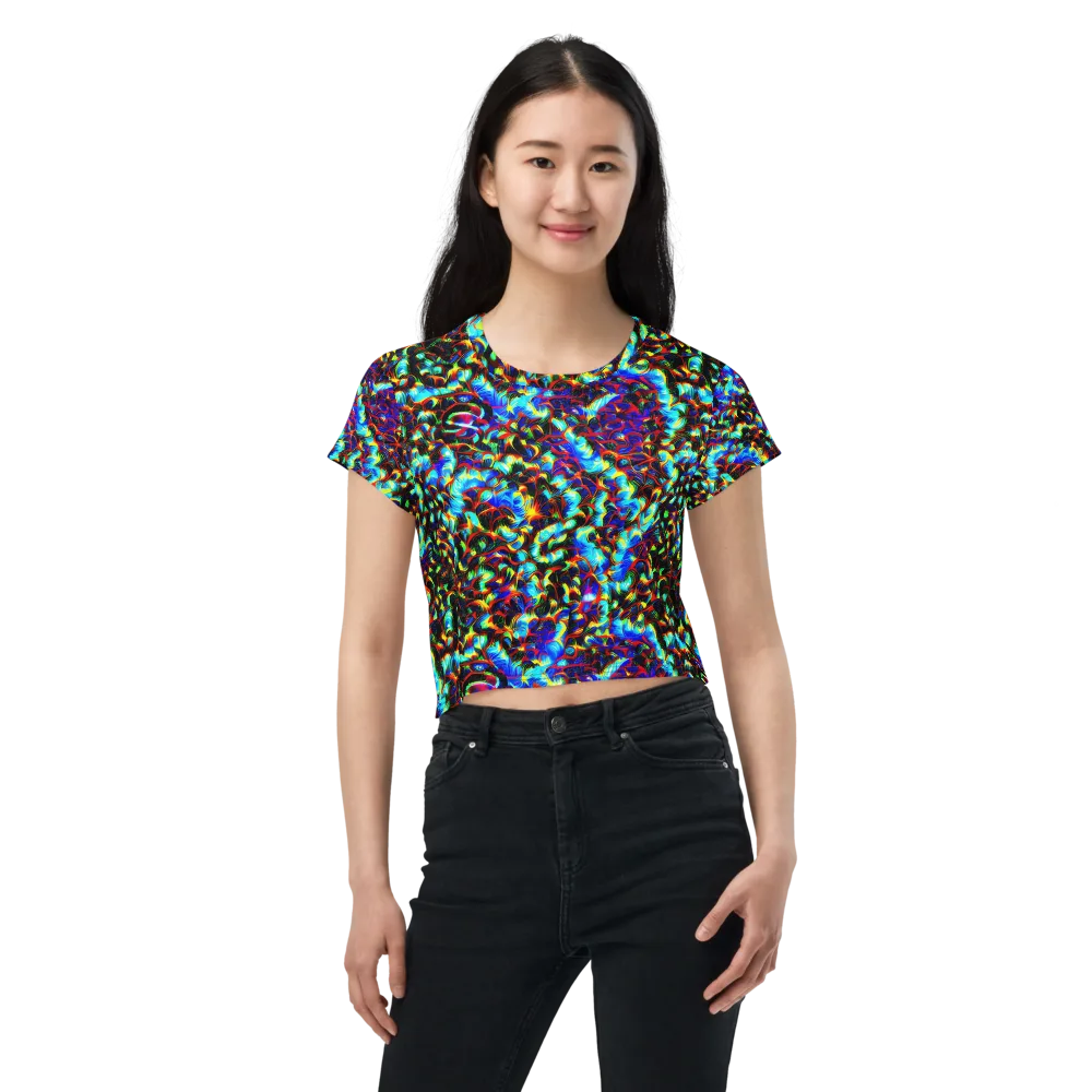 Blue Flame Jungle on Crop Tee — Front