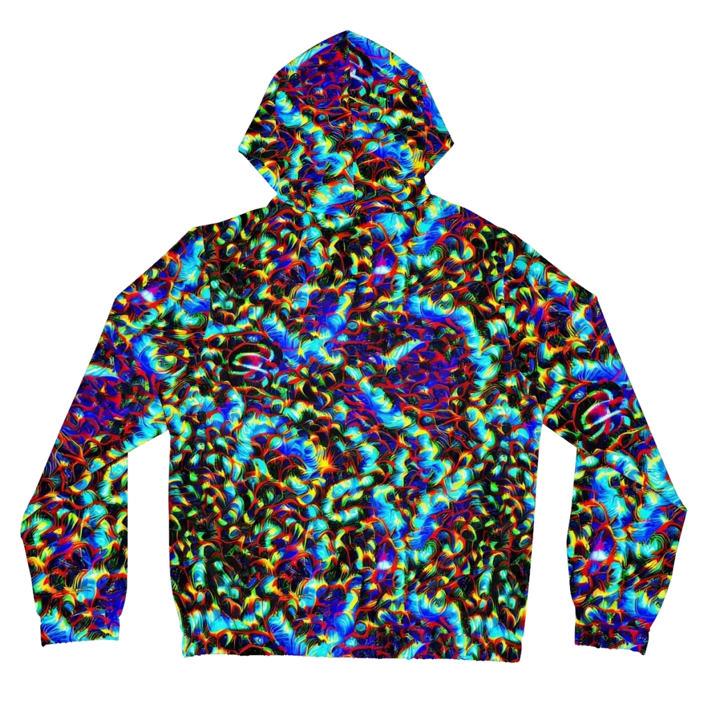 Blue Flame Jungle on Women's Full-Zip Hoodie — Back