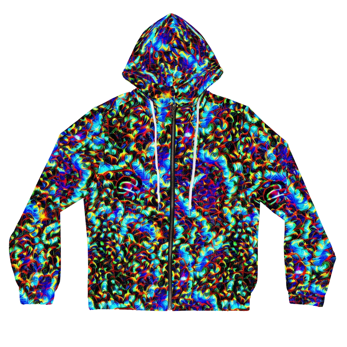 Blue Flame Jungle on Women's Full-Zip Hoodie — Front