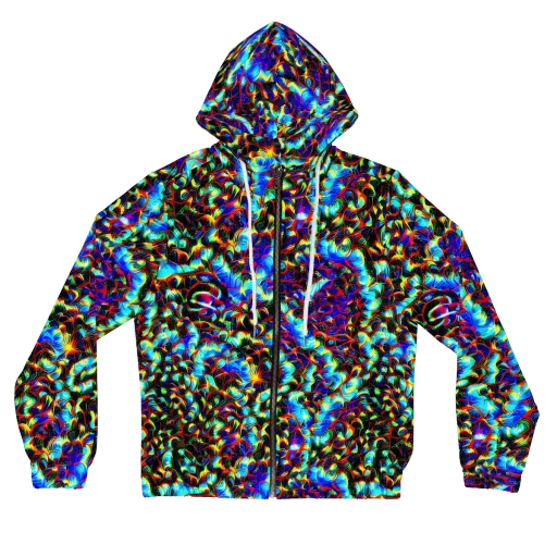 Blue Flame Jungle on a Women's Full-Zip Hoodie