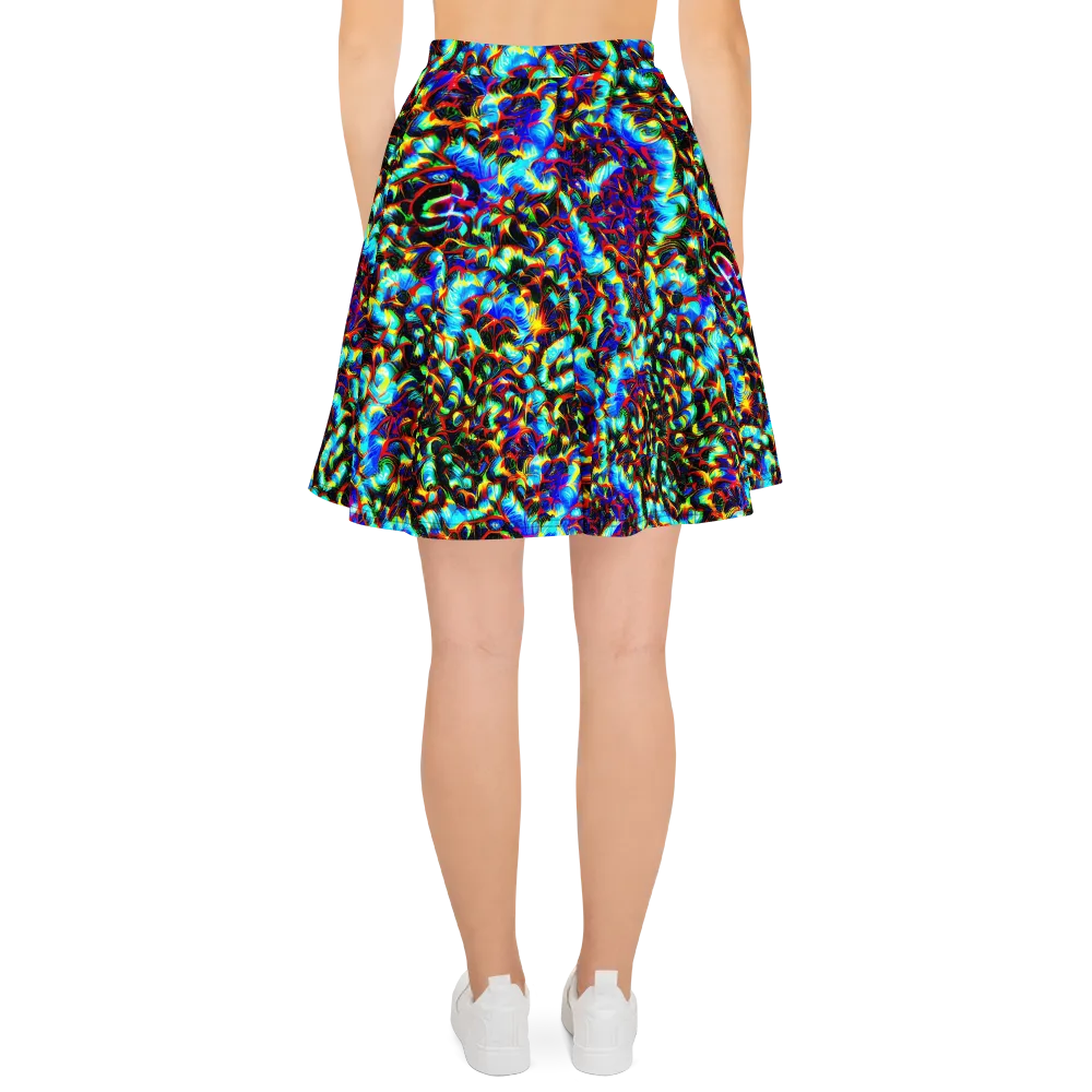 Blue Flame Jungle on Skater Skirt — Back