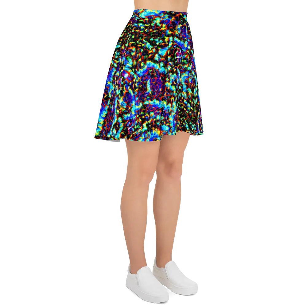 Blue Flame Jungle on Skater Skirt — Right