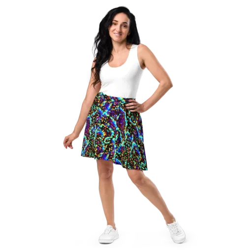 Blue Flame Jungle on a Skater Skirt
