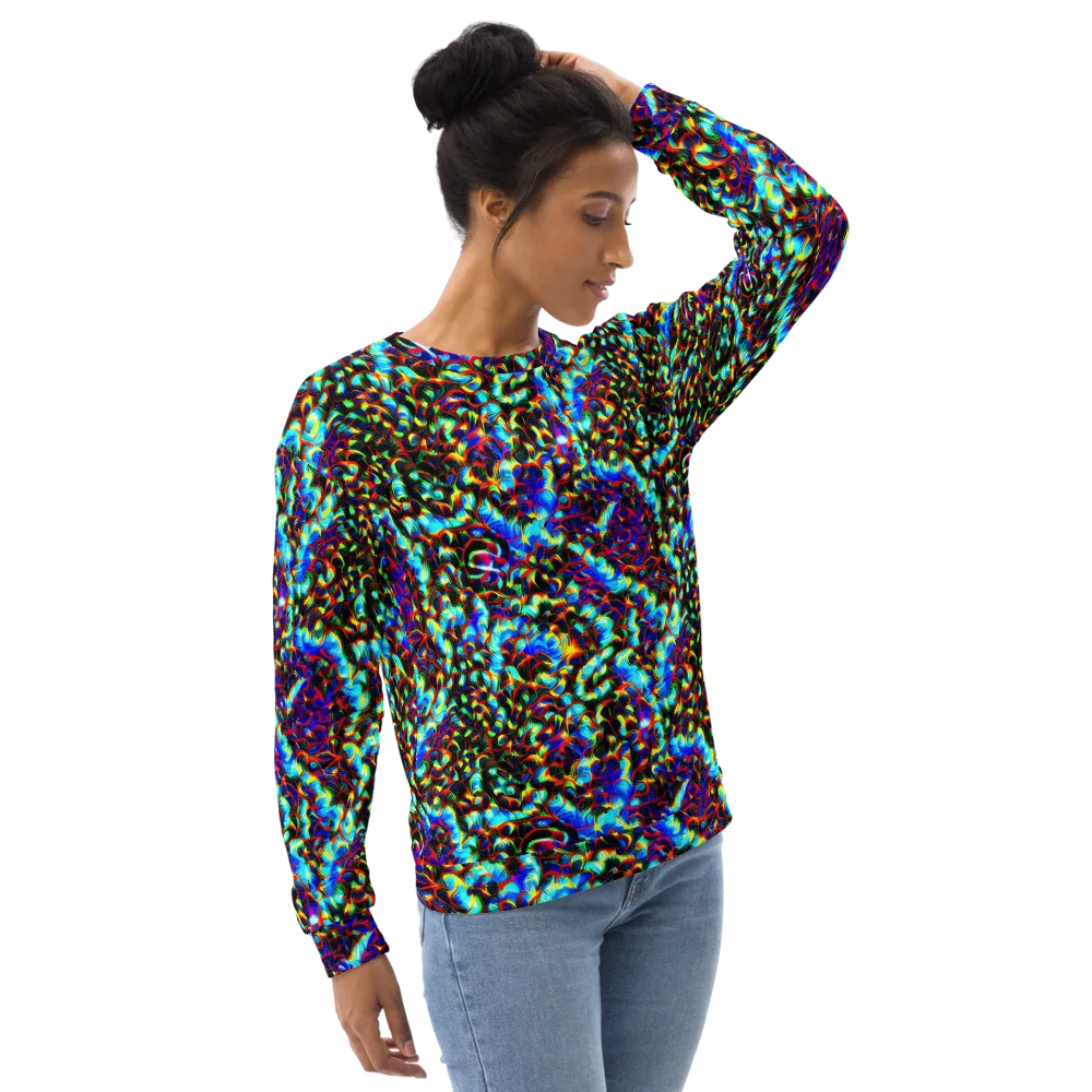 Blue Flame Jungle on Sweatshirt — Right Front