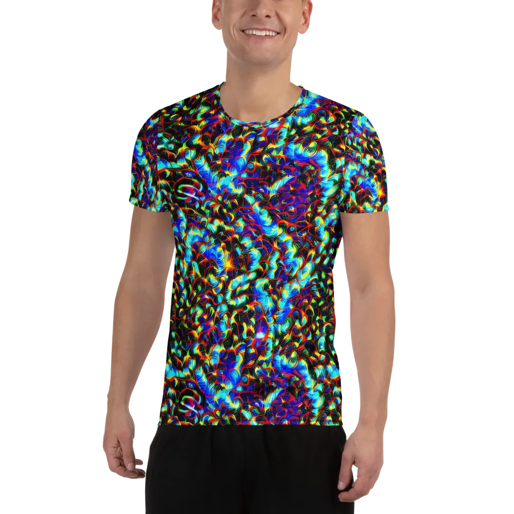 Blue Flame Jungle on Men's Athletic T-Shirt — Front