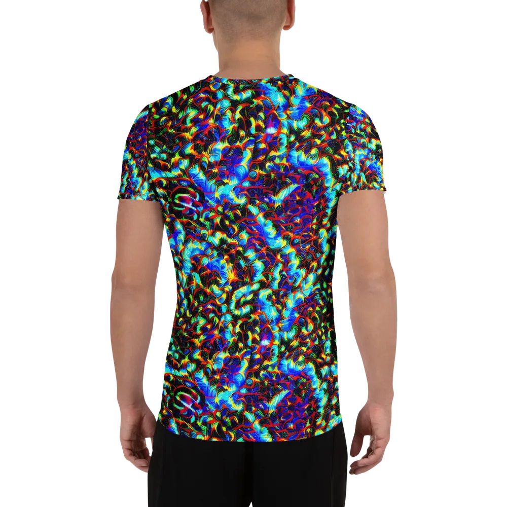 Blue Flame Jungle on Men's Athletic T-Shirt — Back