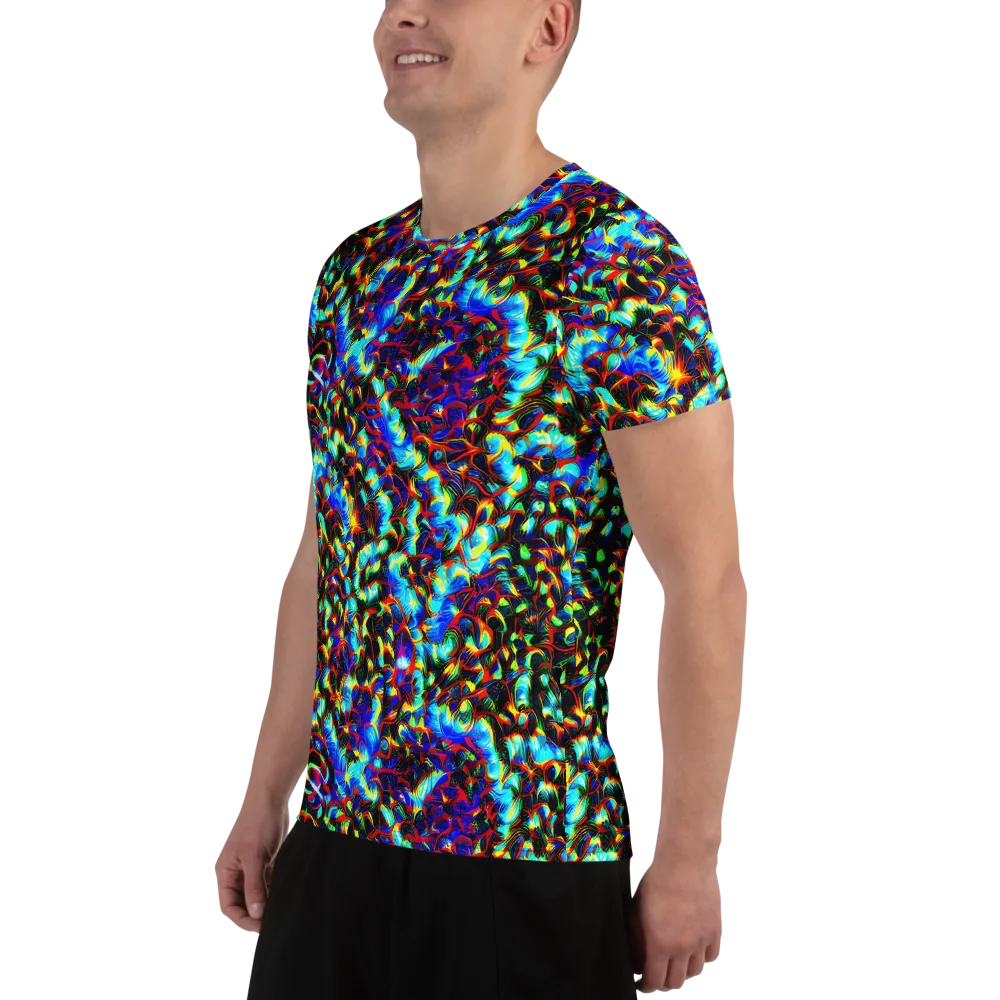 Blue Flame Jungle on Men's Athletic T-Shirt — Left