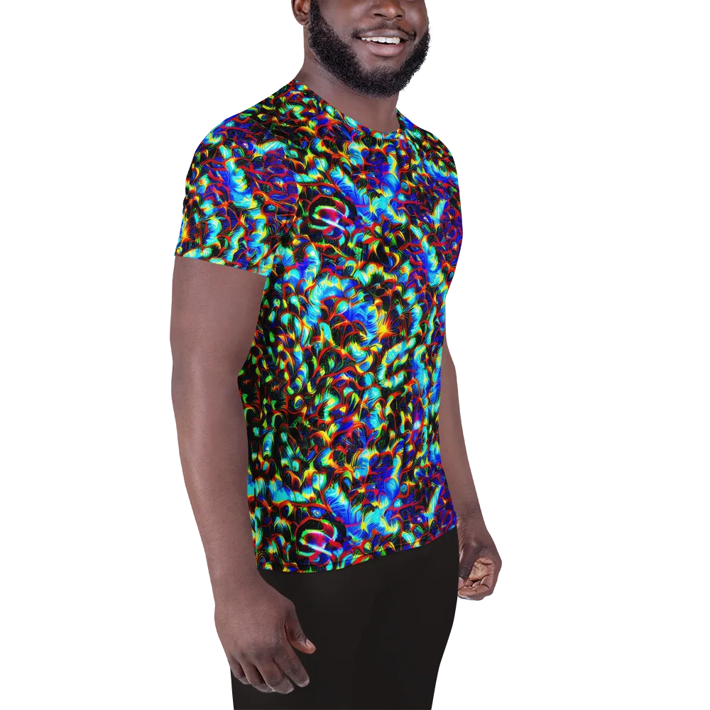 Blue Flame Jungle on Men's Athletic T-Shirt — Right