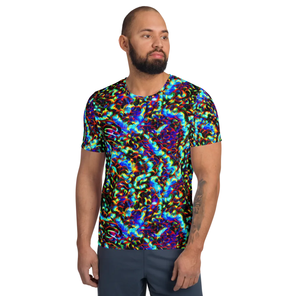 Blue Flame Jungle on Men's Athletic T-Shirt — Front