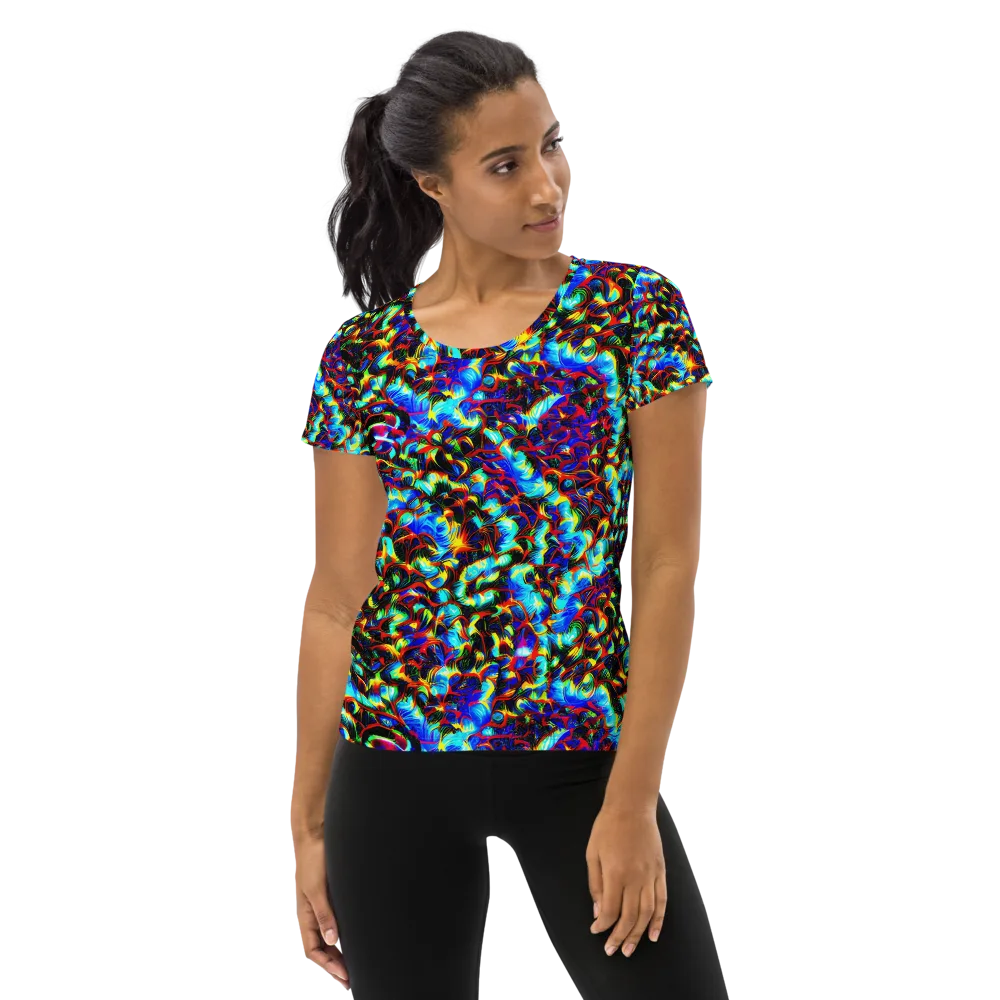 Blue Flame Jungle on Women's Athletic T-Shirt — Front