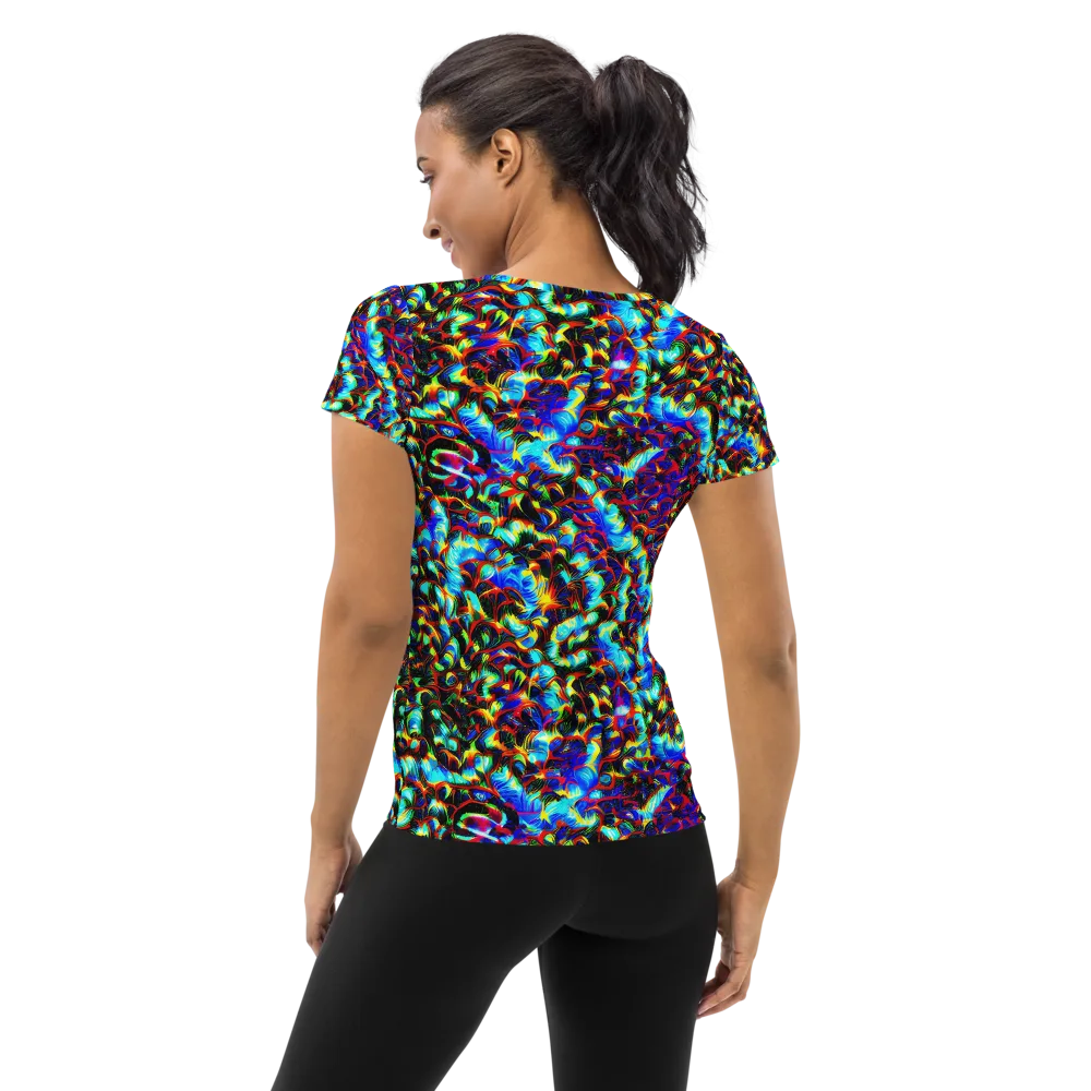 Blue Flame Jungle on Women's Athletic T-Shirt — Back