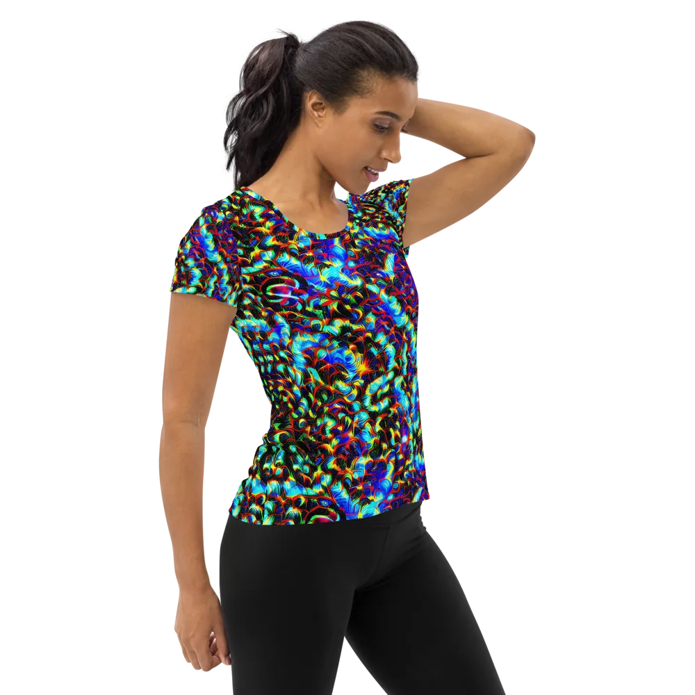 Blue Flame Jungle on Women's Athletic T-Shirt — Right