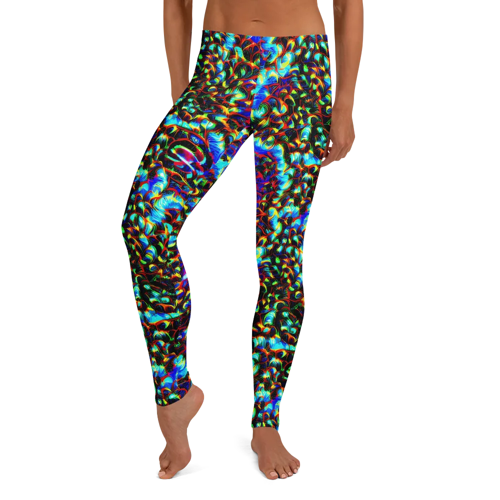 Blue Flame Jungle on Leggings — Front