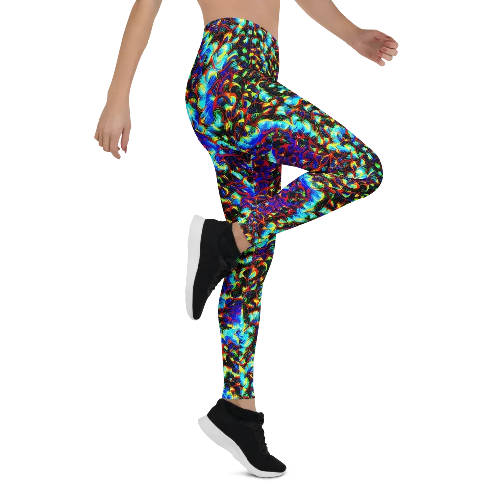 Blue Flame Jungle on Leggings — Right