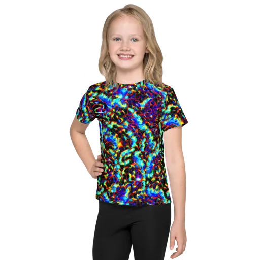 Blue Flame Jungle on a Kids Crew Neck T-Shirt