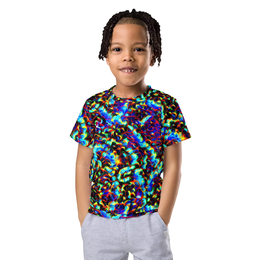 Blue Flame Jungle on Kids Crew Neck T-Shirt — Front