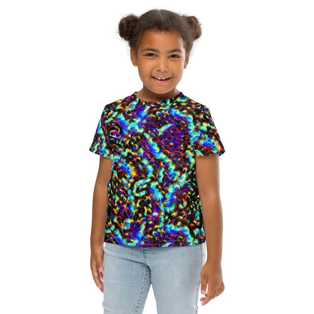 Blue Flame Jungle on Kids Crew Neck T-Shirt — Front