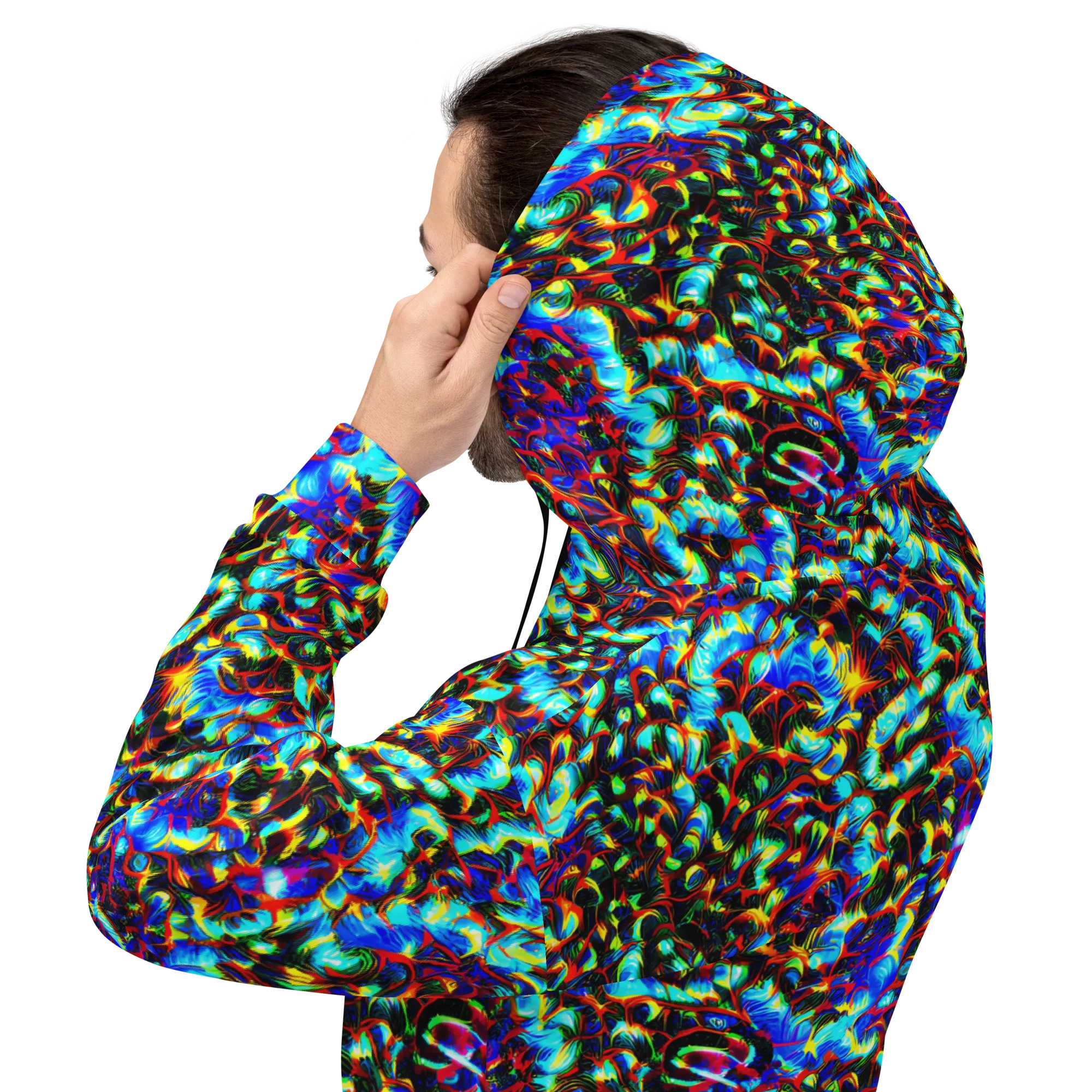 Blue Flame Jungle on Hoodie — Back