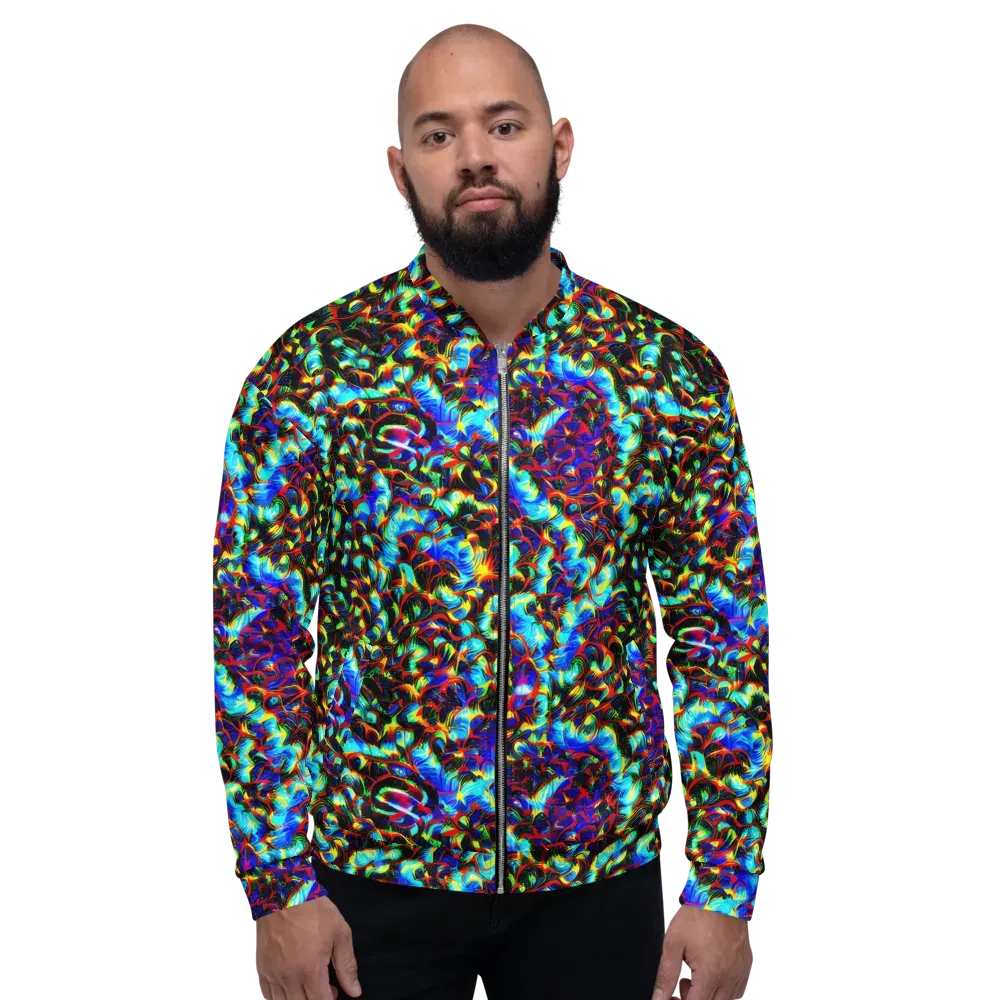 Blue Flame Jungle on Bomber Jacket — Front