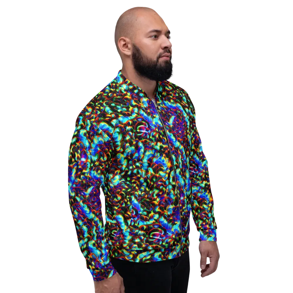 Blue Flame Jungle on Bomber Jacket — Right