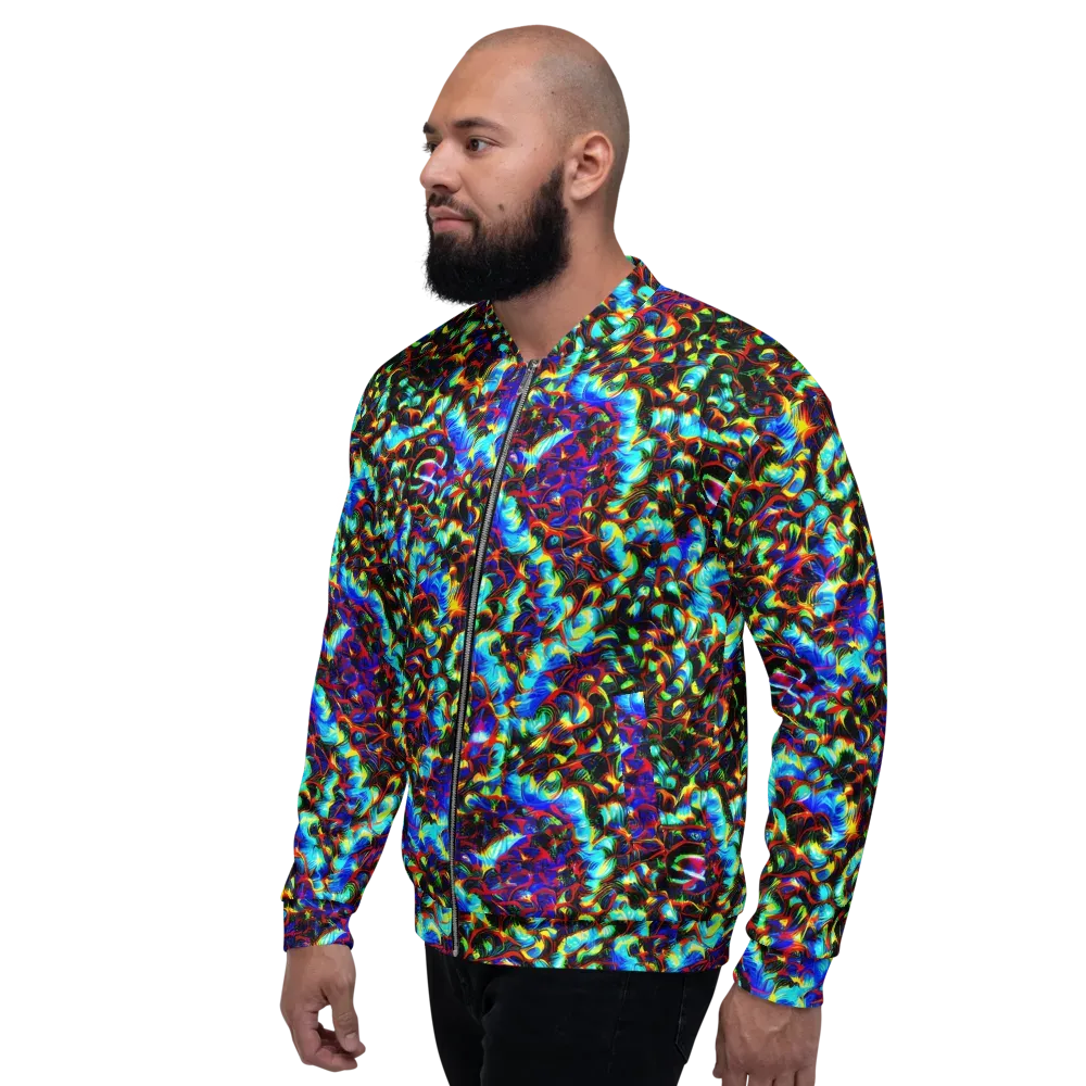 Blue Flame Jungle on Bomber Jacket — Left
