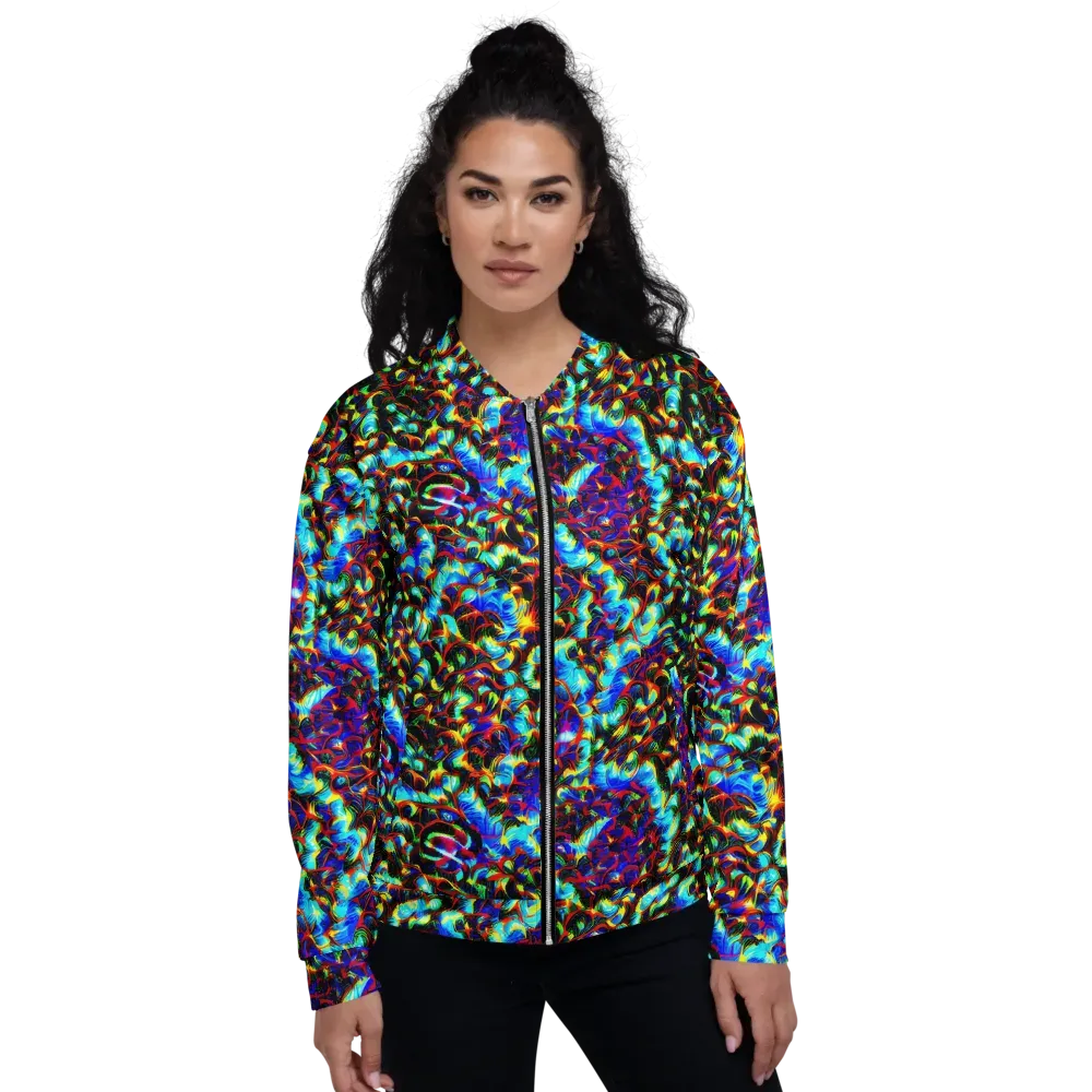 Blue Flame Jungle on Bomber Jacket — Front