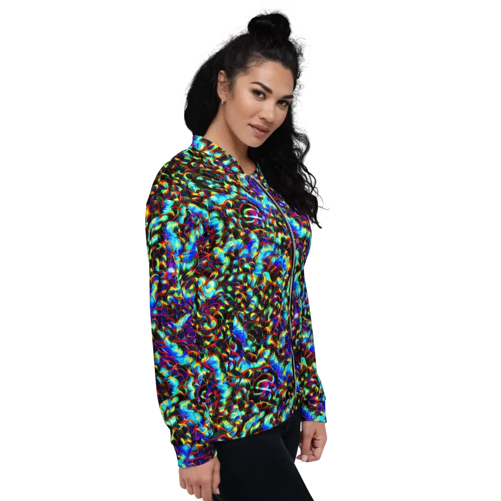 Blue Flame Jungle on Bomber Jacket — Right