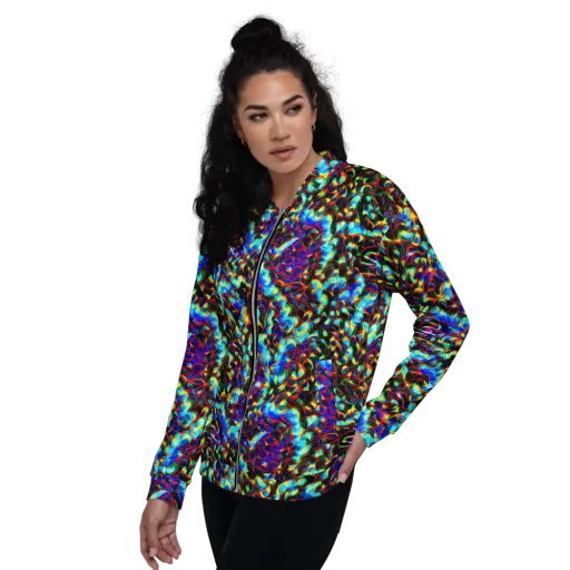 Blue Flame Jungle on a Bomber Jacket