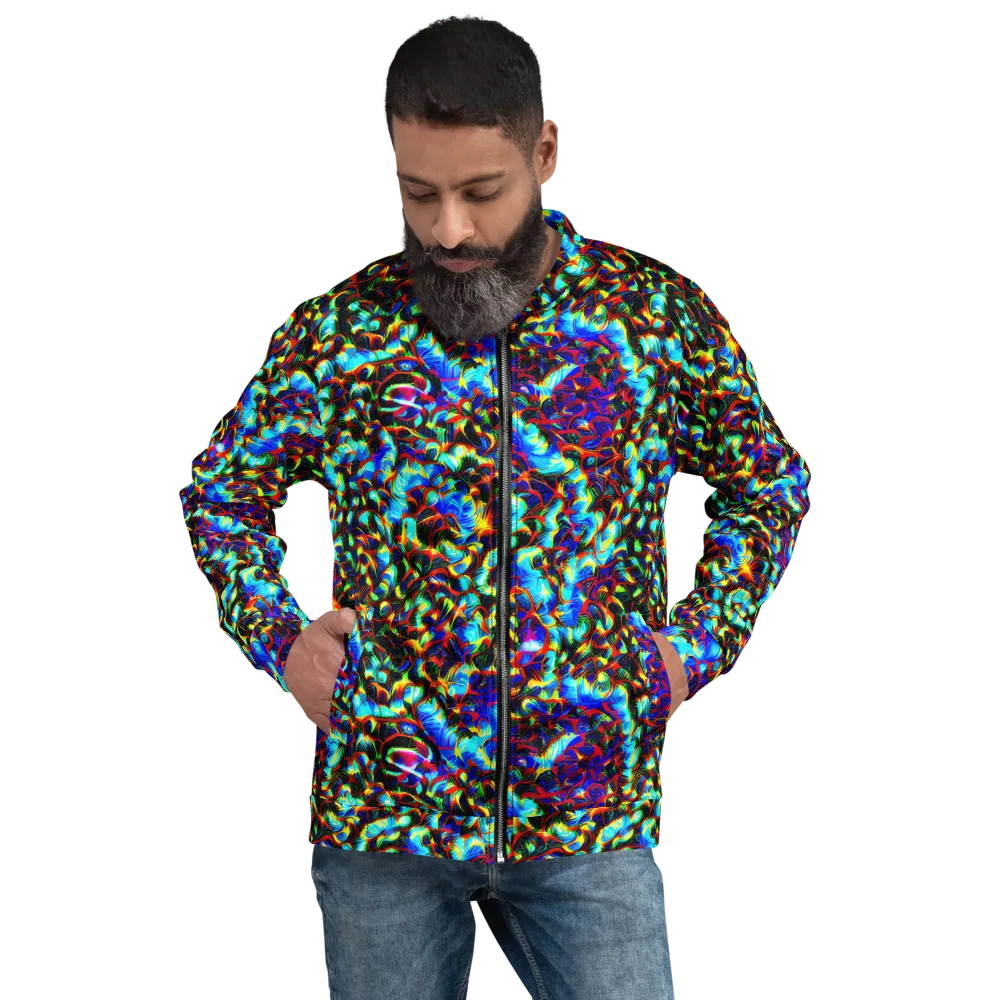 Blue Flame Jungle on Bomber Jacket — Front