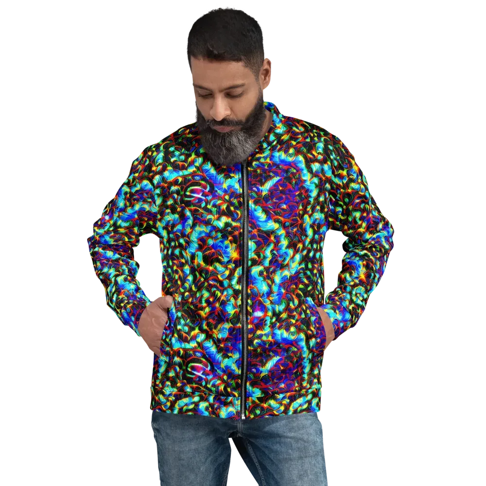 Blue Flame Jungle on Bomber Jacket — Front