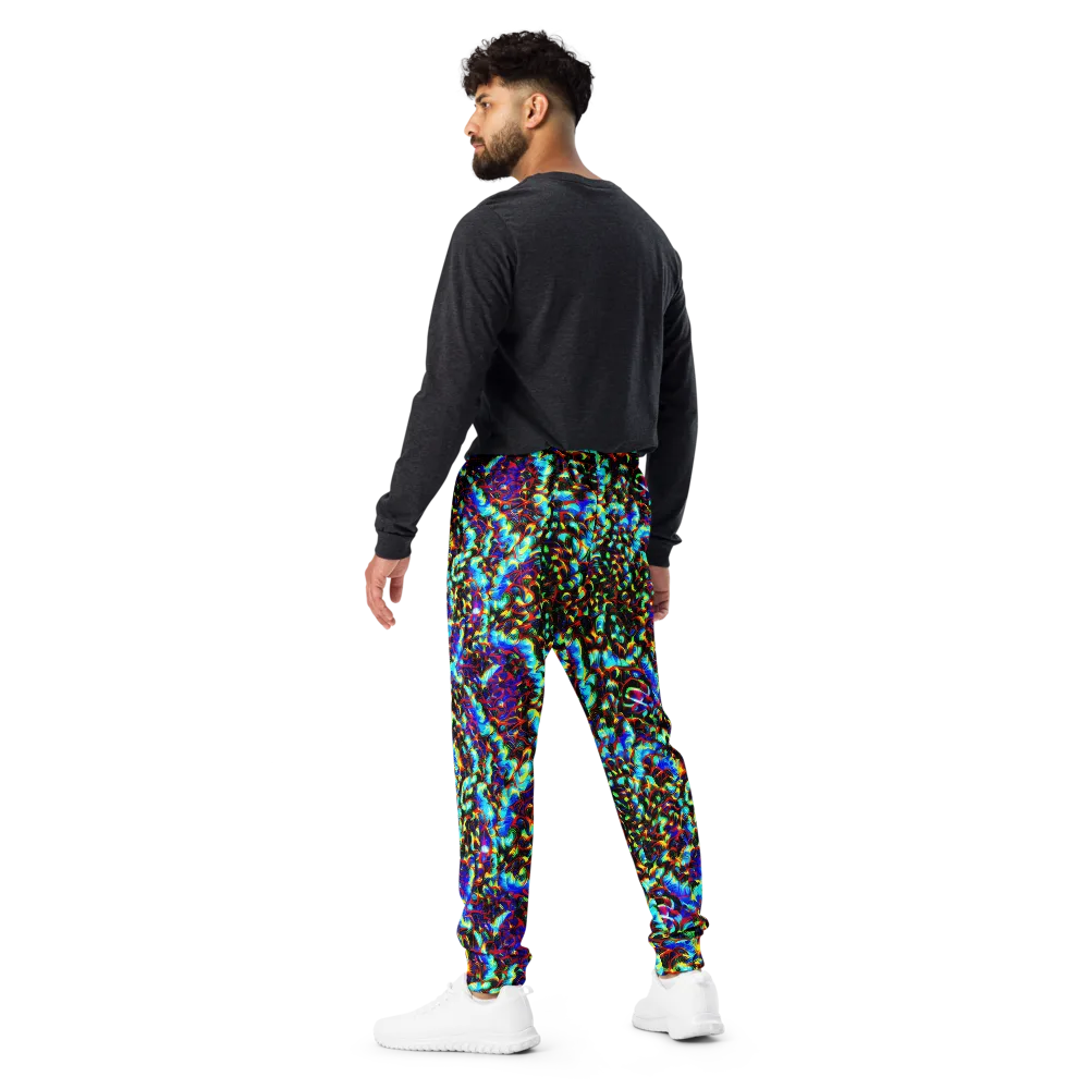 Blue Flame Jungle on Men's Joggers — Back