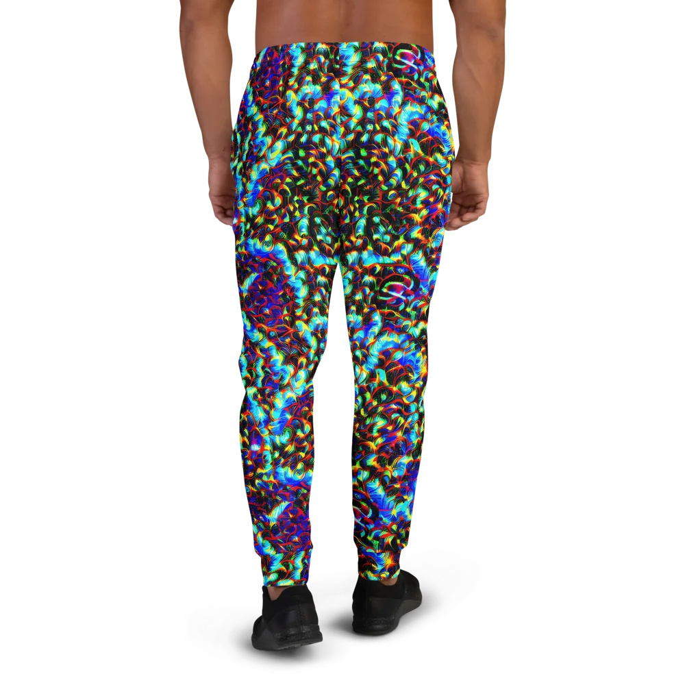 Blue Flame Jungle on Men's Joggers — Back