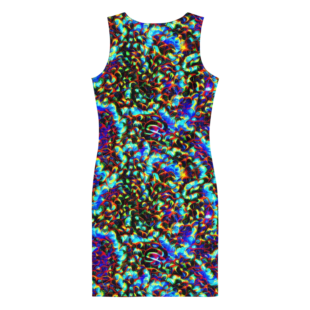 Blue Flame Jungle on Bodycon Dress — Back
