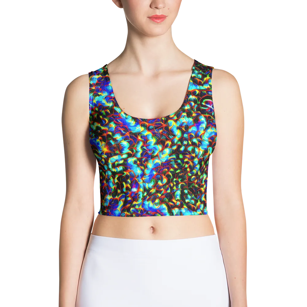 Blue Flame Jungle on Crop Top — Front