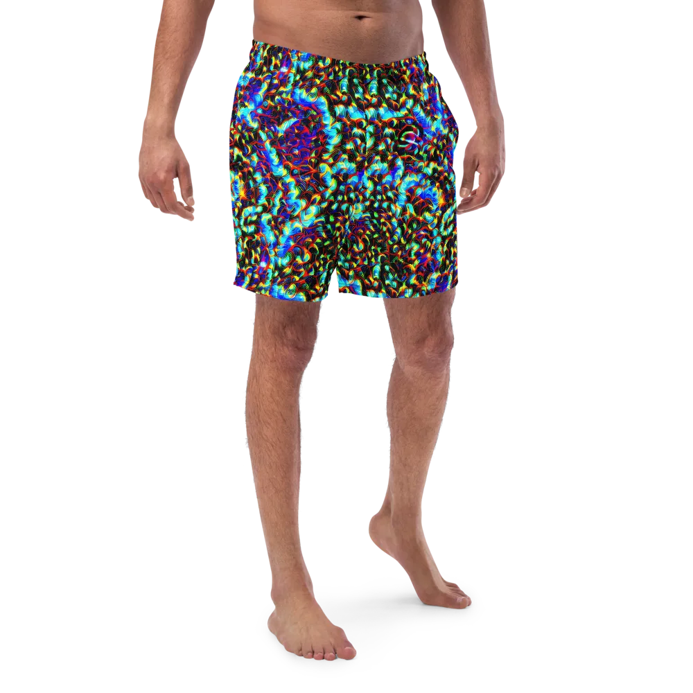 Blue Flame Jungle on Swim Trunks — Front