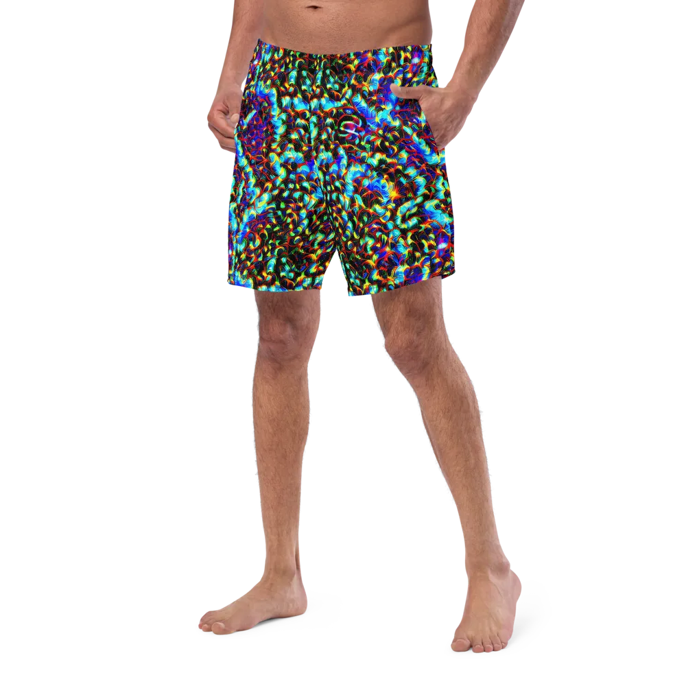 Blue Flame Jungle on Swim Trunks — Left Front