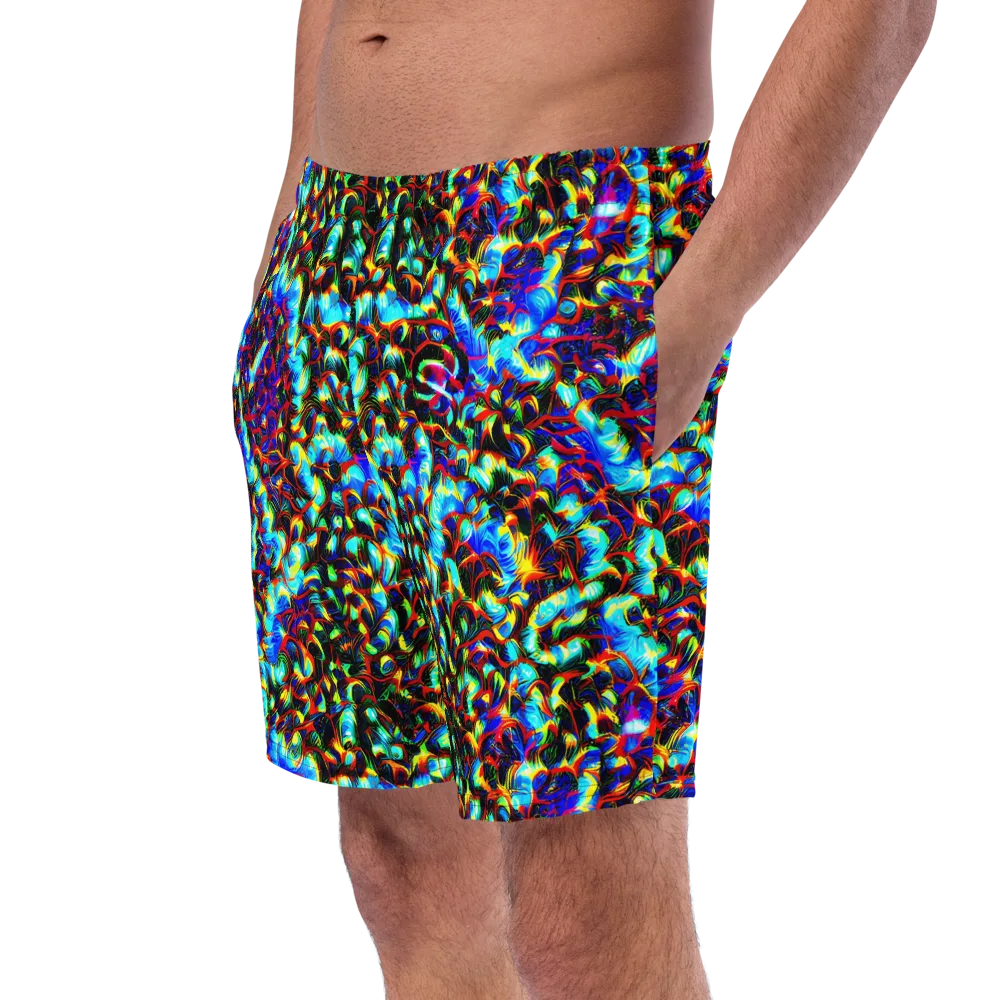 Blue Flame Jungle on Swim Trunks — Left Front