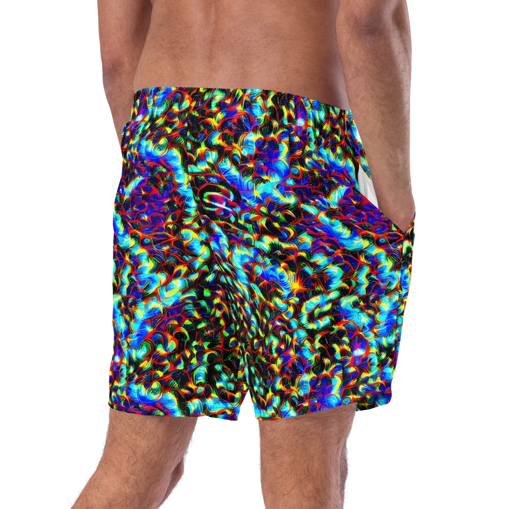 Blue Flame Jungle on Swim Trunks — Right Back