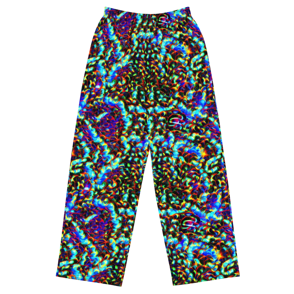 Blue Flame Jungle on Wide-Leg Pants — Front