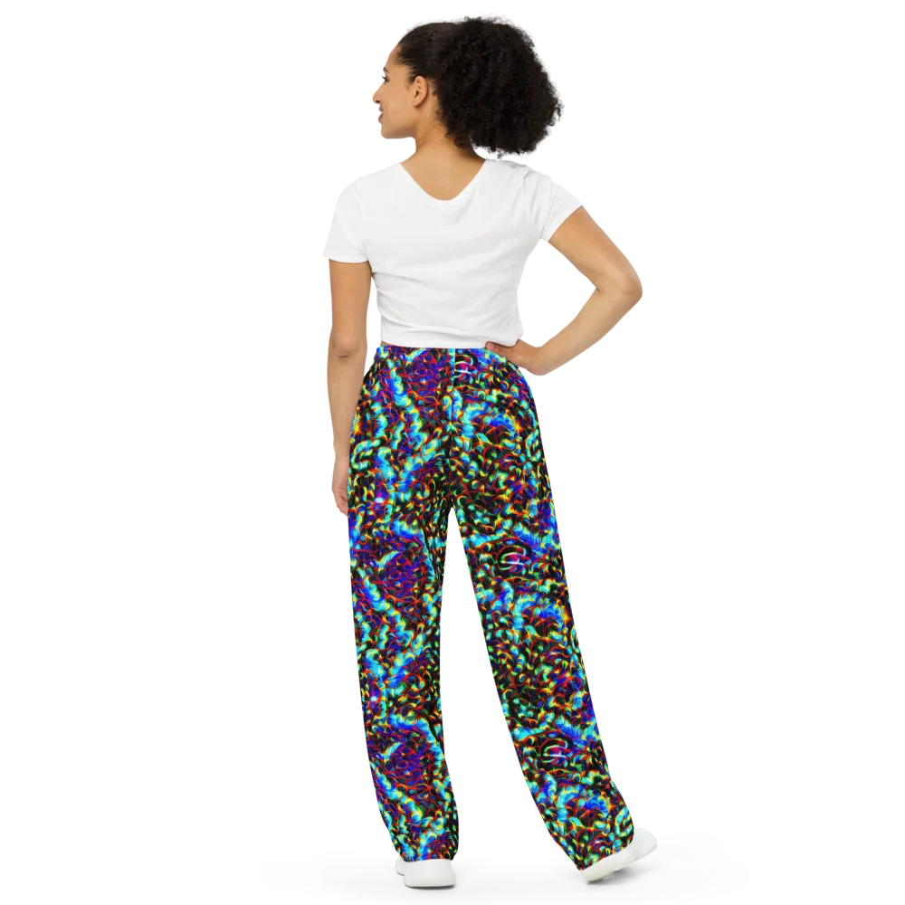Blue Flame Jungle on Wide-Leg Pants — Back