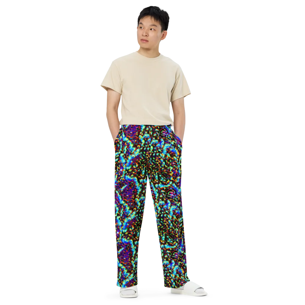 Blue Flame Jungle on Wide-Leg Pants — Front