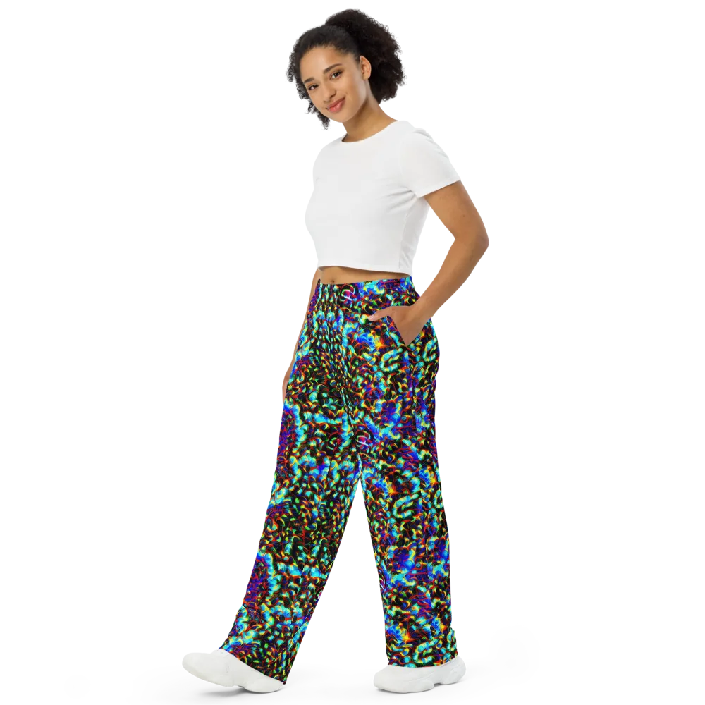 Blue Flame Jungle on Wide-Leg Pants — Left Front